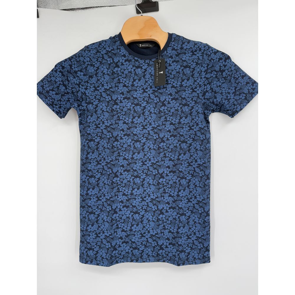 American Tall For Men Paisley Blue Short Sleeve Stretch Shirt NWT Sz‎ S